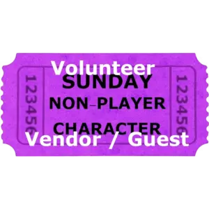Sunday Adult NPC (Non-Player Character) Volunteer/Vendor/Guest